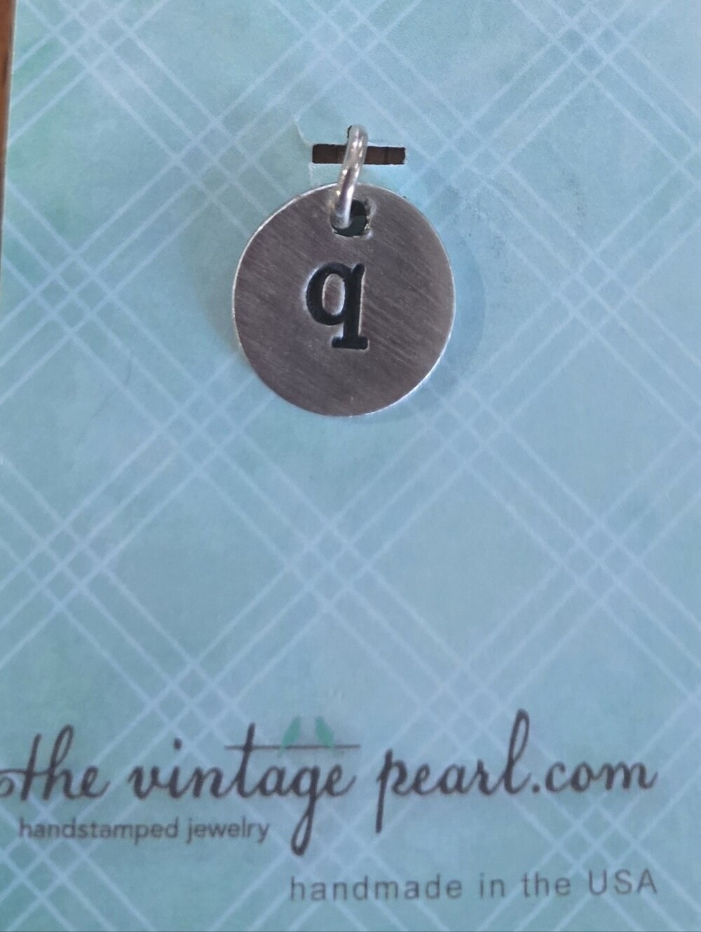 Handstamped Silver Initial 'q' Charm Pendant